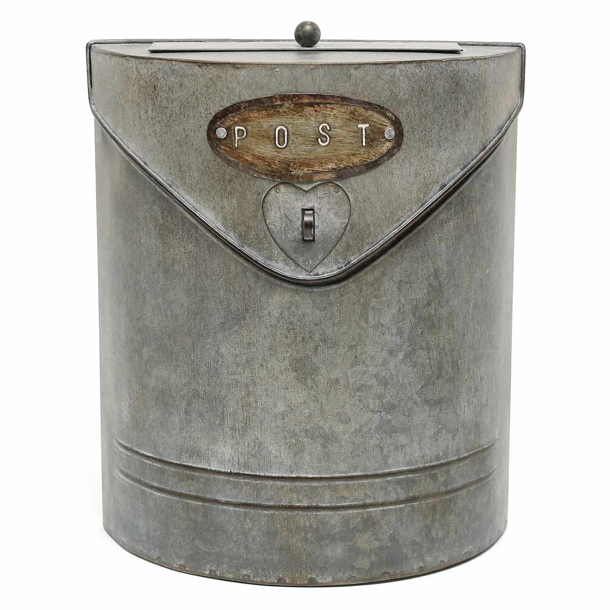 b50 POST BOX ROUND 9IN X 4IN X 11IN WEATHERED METAL