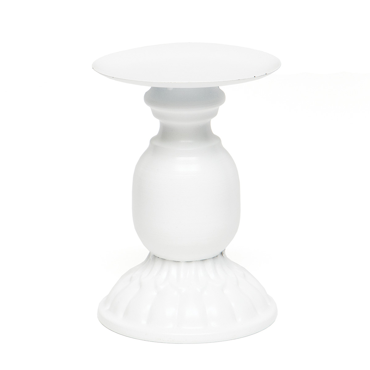 CANDLEHOLDER SMALL 3.5IN X 5.5IN MATTE WHITE METAL