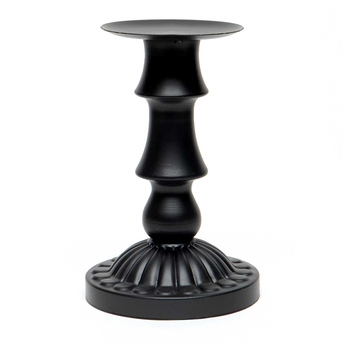 CANDLEHOLDER SMALL 4.5IN X 7.5IN MATTE BLACK METAL