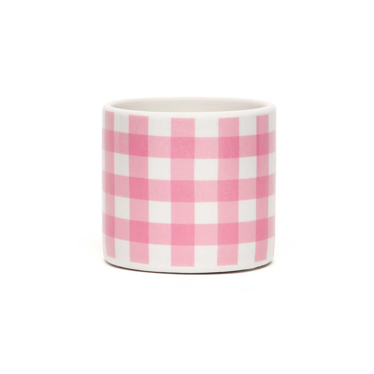 !Think Pink Check Porcelain Pot Pink/White Small