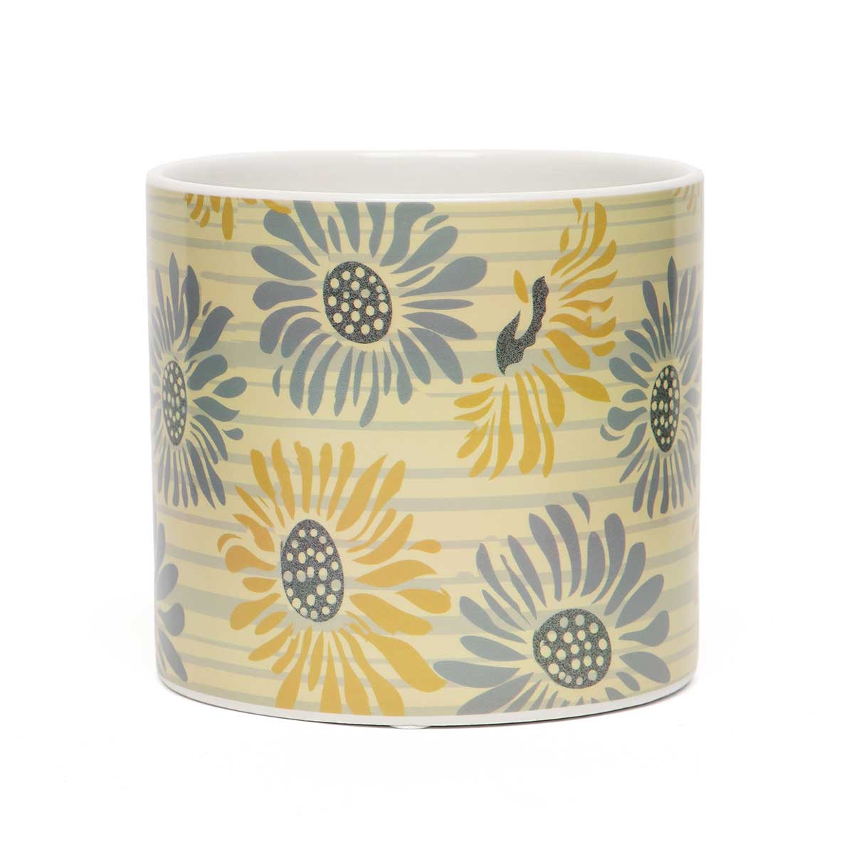!Farmhouse Floral Porcelain Pot Grey/Yellow