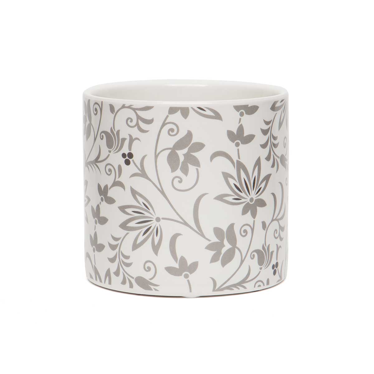 Cottage Floral Porcelain Pot Grey/White Medium