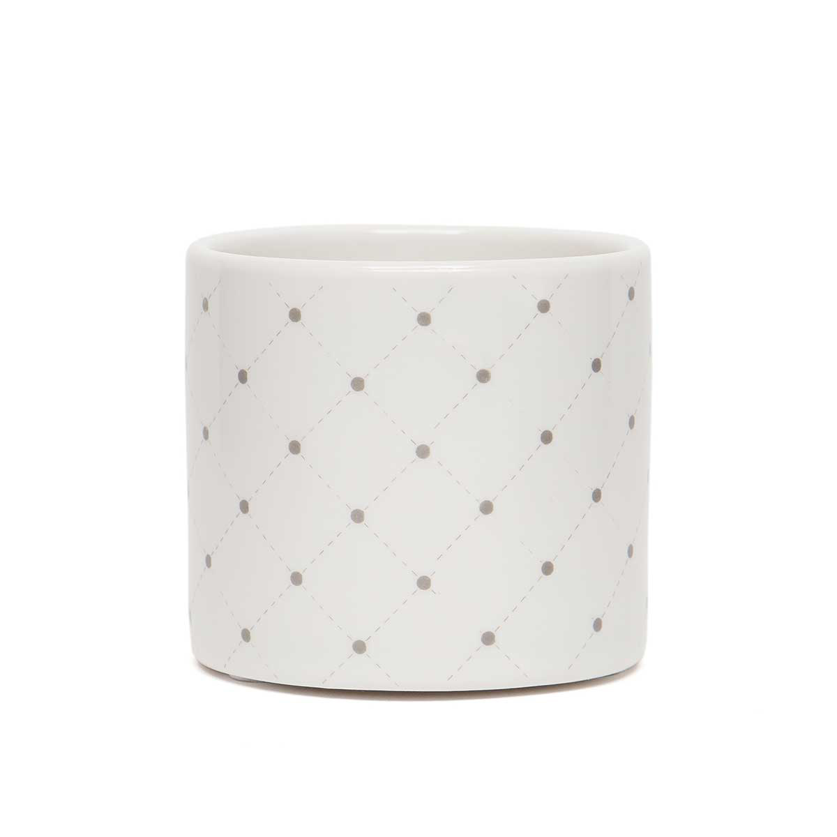 !Cottage Pindot Diamond Porcelain Pot Grey/White Small - Click Image to Close