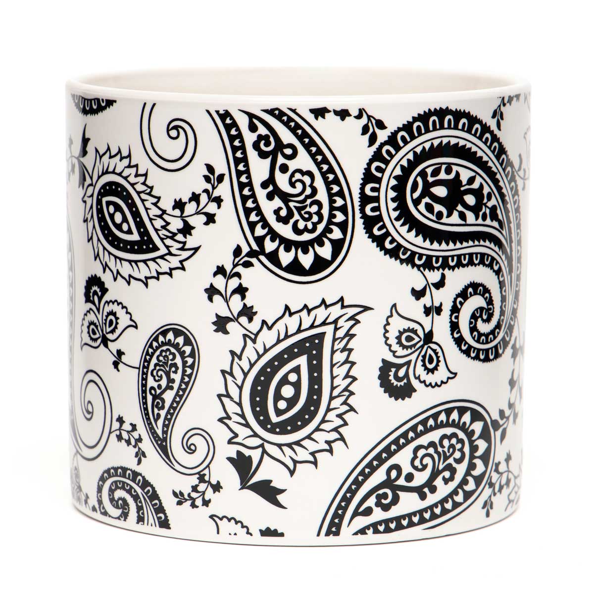 !Classic Paisley Porcelain Pot Black/White Lg