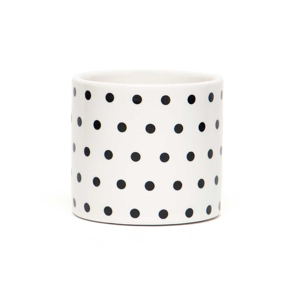 !Classic Pindot Porcelain Pot Black/White Sm