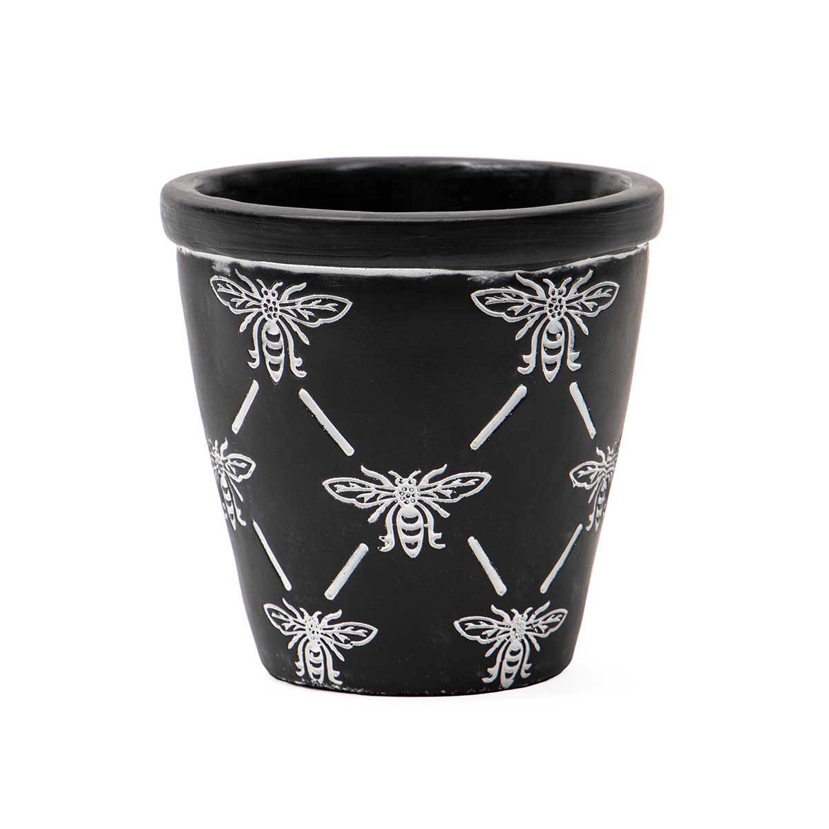 !Bee Concrete Pot Black/White 4.75"x4.5"