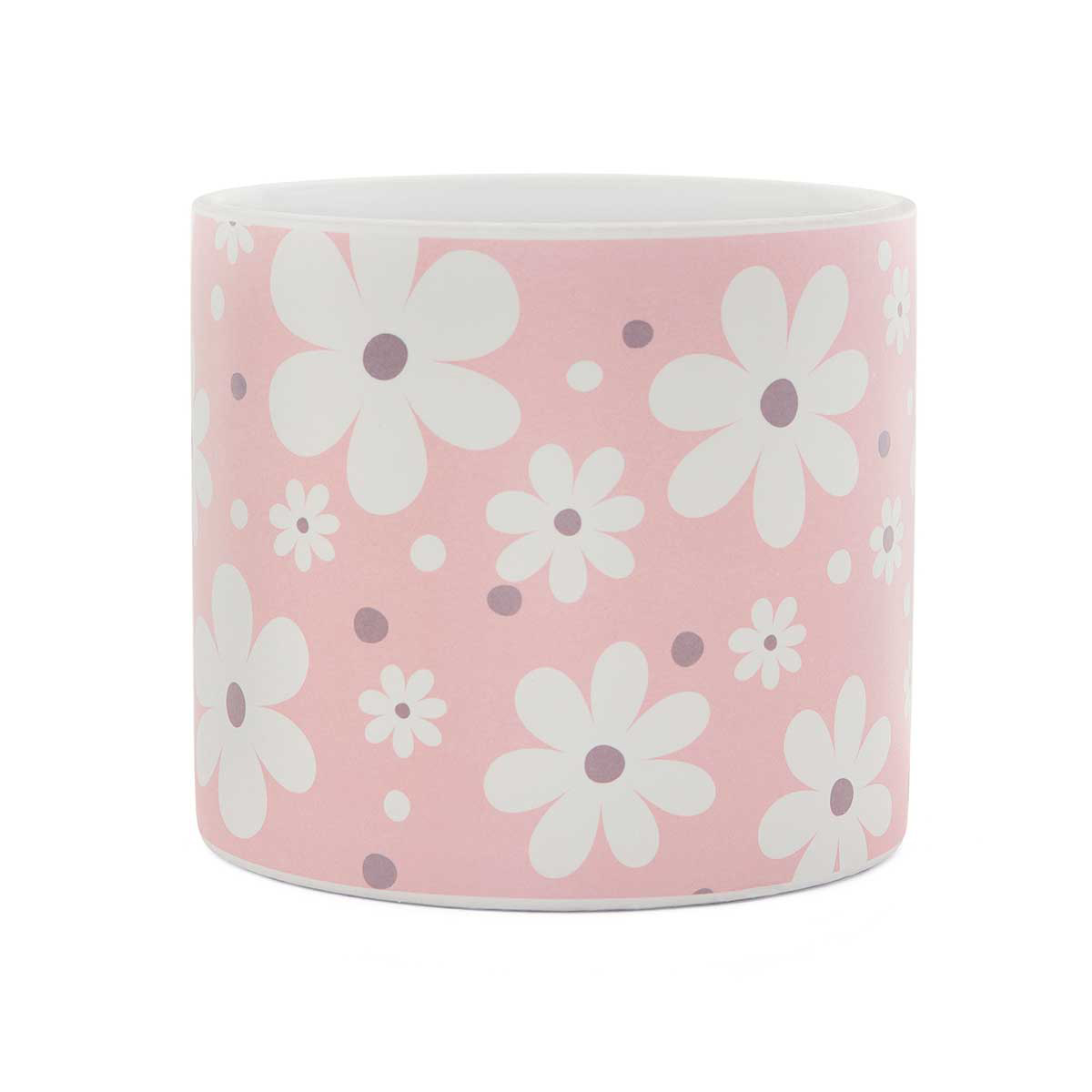 WHOOPSIE DAISY CERAMIC POT PINK/WHITE LARGE 5.25"X4.75"