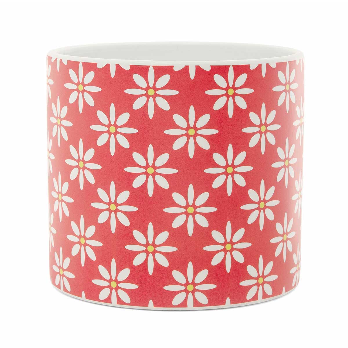 POT CORAL FAIR DAISY LARGE 5.25IN X 4.75IN CORAL/WHITE CERAMIC