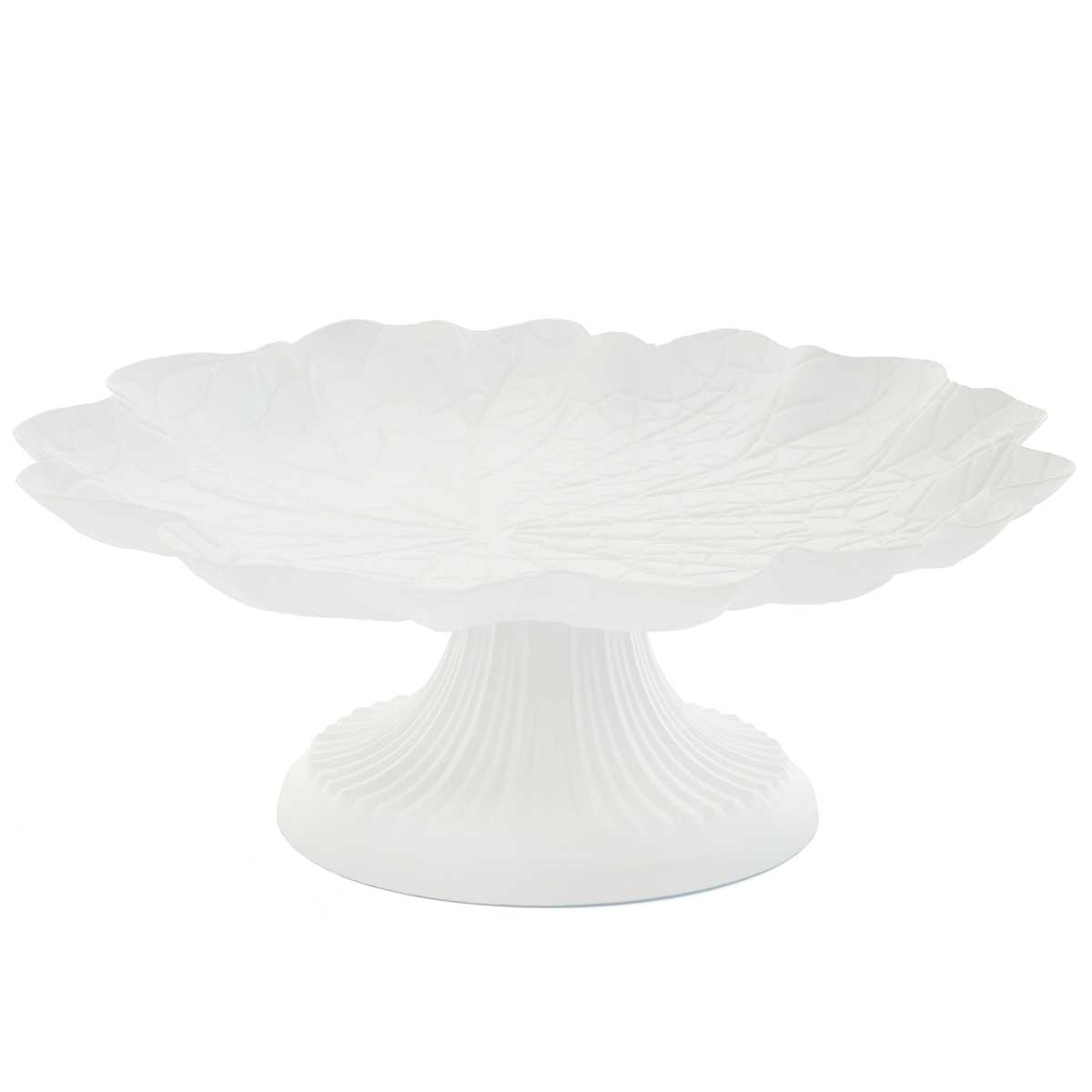 DISPLAY TRAY WATERLILY 10IN X 4IN MATTE WHITE METAL