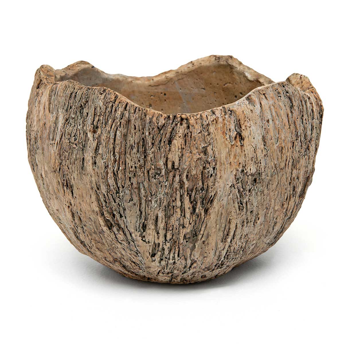 POT LOG LIVE EDGE BOWL LARGE 6.5IN X 5IN BROWN CONCRETE