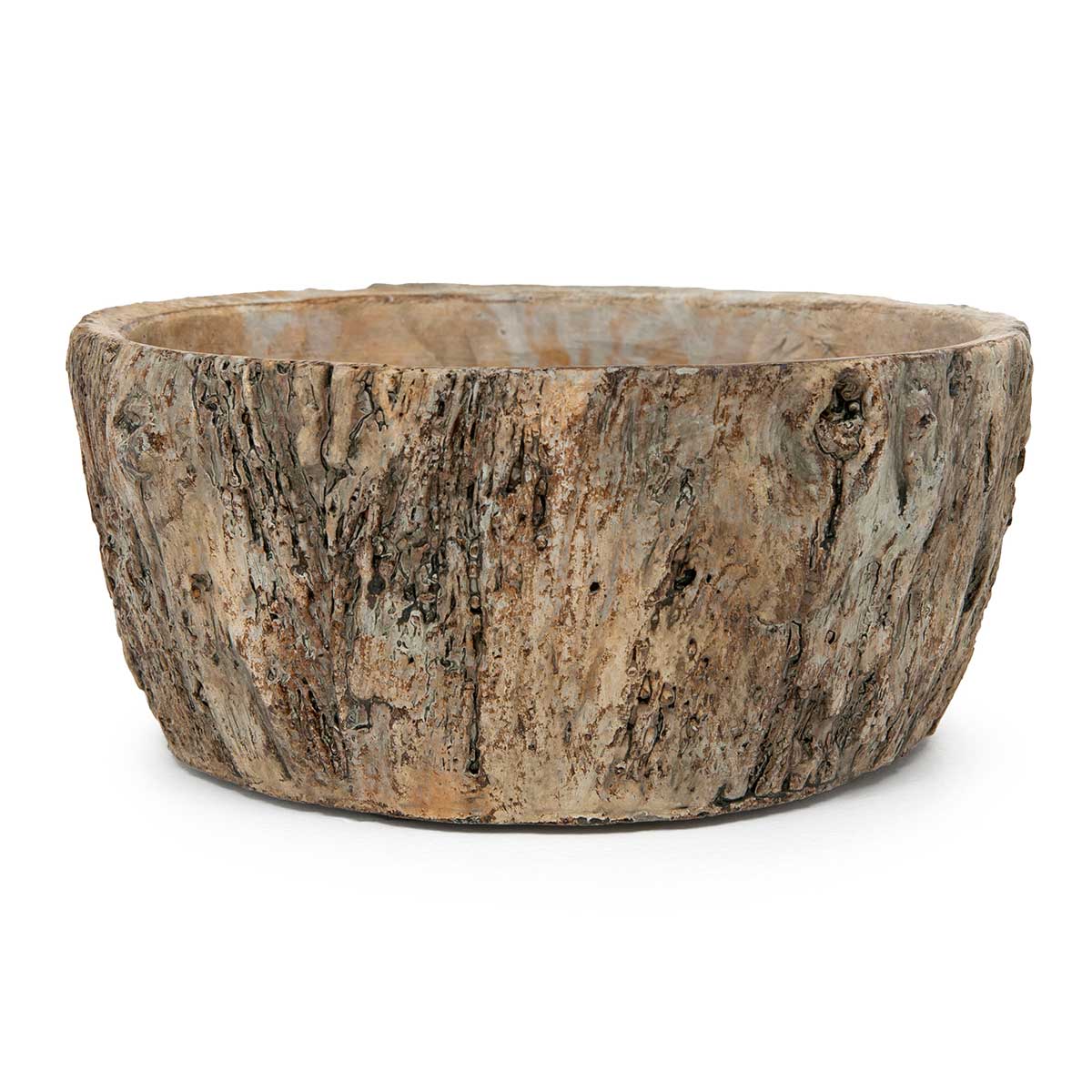 POT BARK BOWL 6.5IN X 3IN BROWN CONCRETE WITH WATERTIGHT GLAZE