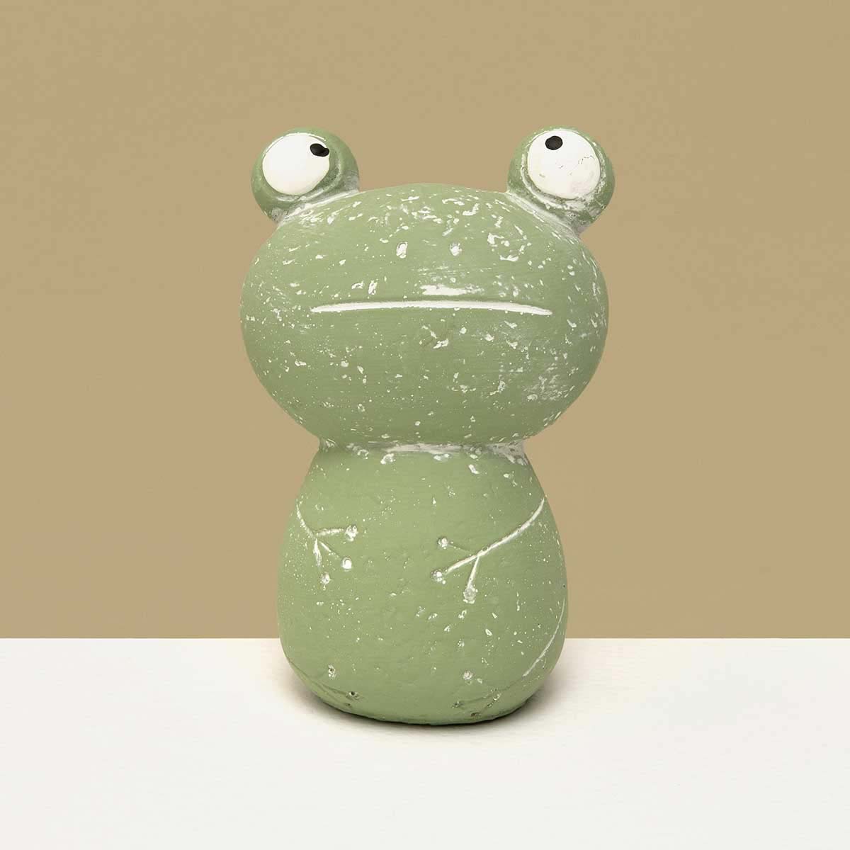 FROG GOOGLY EYE SMALL 3IN X 2.5IN X 4.5IN GREEN/WHITE CONCRETE