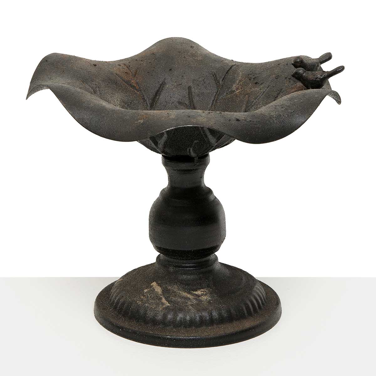 BIRD BATH PEDESTAL WITH BIRDS LARGE 12IN X 11.5IN X 9.5IN - Click Image to Close
