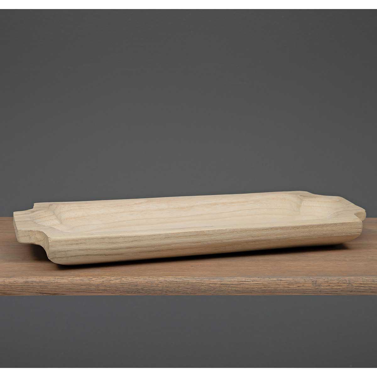 WOOD RECTANGLE TRAY NATURAL WITH HANDLES 16.5"
