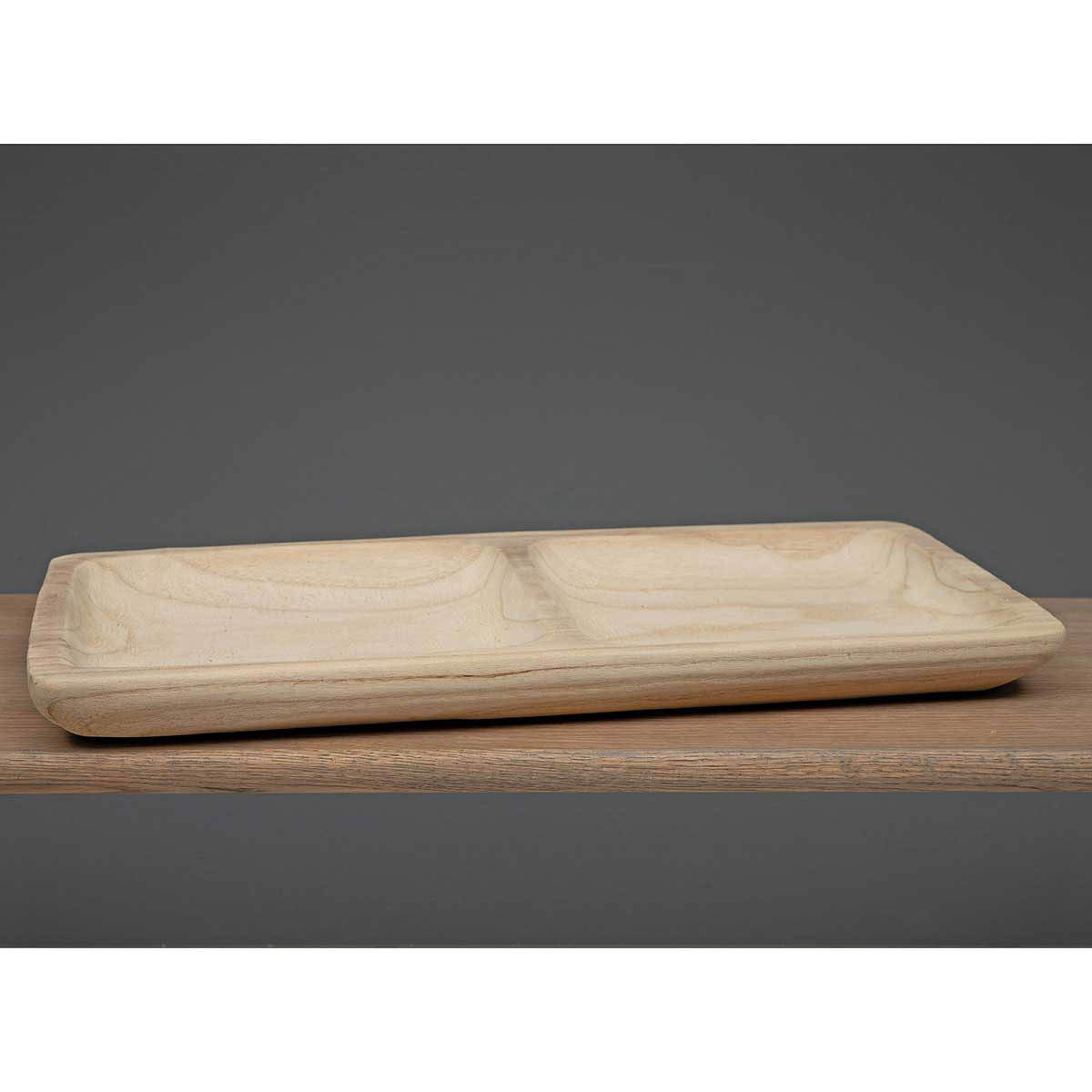 WOOD DOUBLE TRAY NATURAL 22.75"X10.75"X1.75"