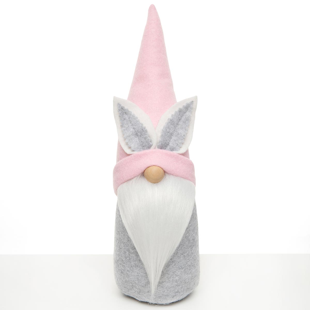 b70 GNOME BUNNY HAT PINK LARGE 3.5IN X 12IN GREY