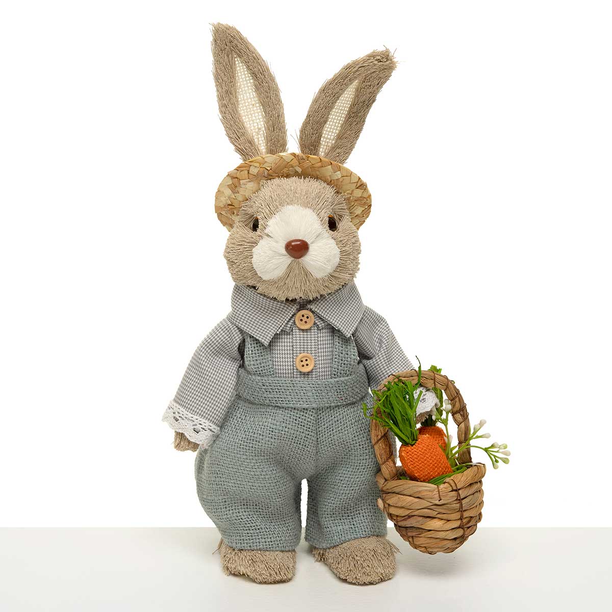 BUNNY FLOPSY WITH CARROT BASKET 7.5IN X 4.75IN X 13.75IN SISAL