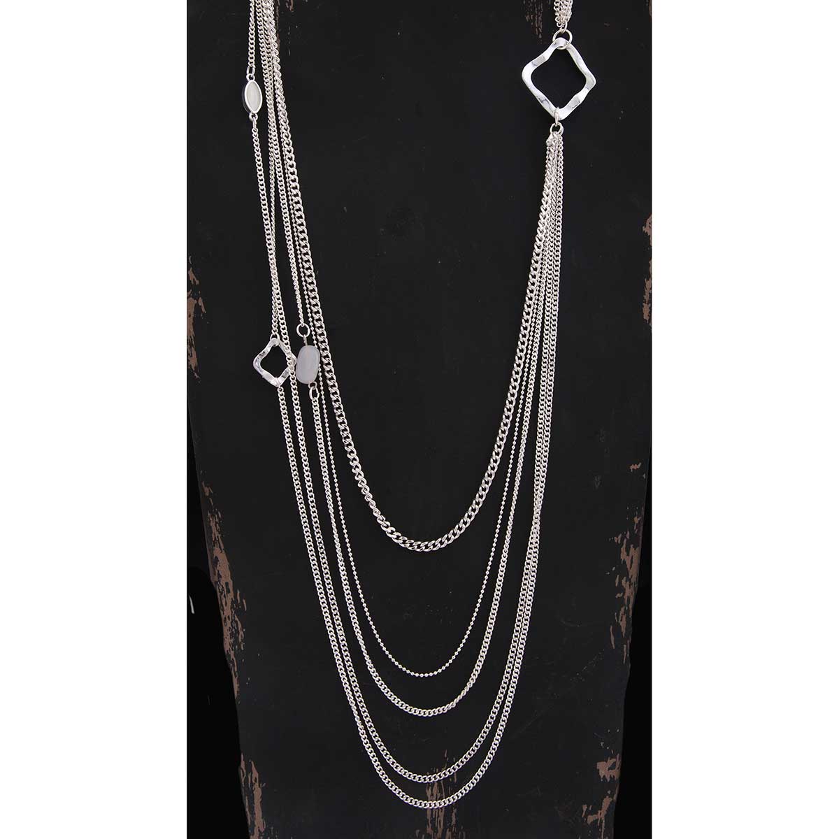 b70 NECKLACE MULTI CHAIN WITH SQU 40IN