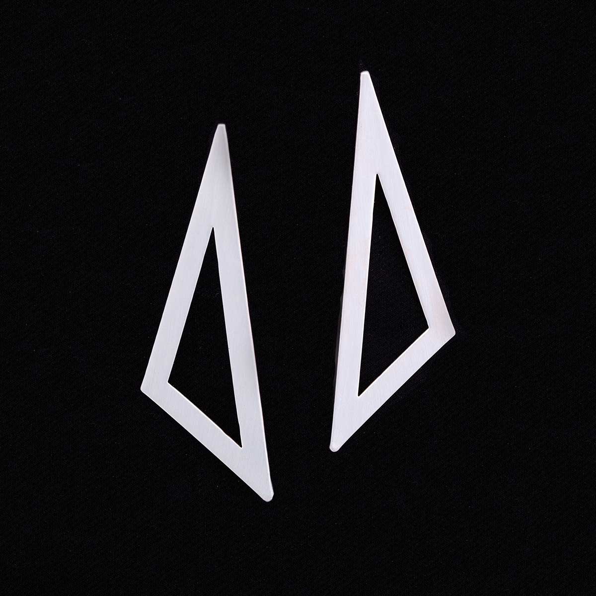 Silver .75"x1.5" Triangle Post Earrings