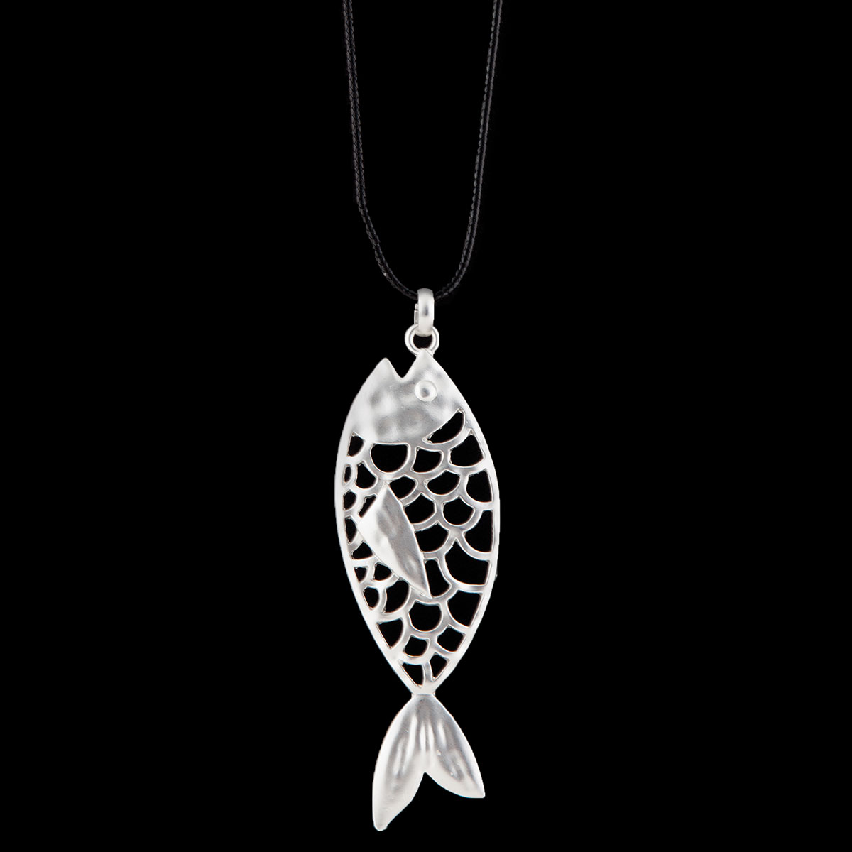 b50 NECKLACE FISH ON CORD 1.25IN X 3.75IN ; 30IN - 32IN - Click Image to Close