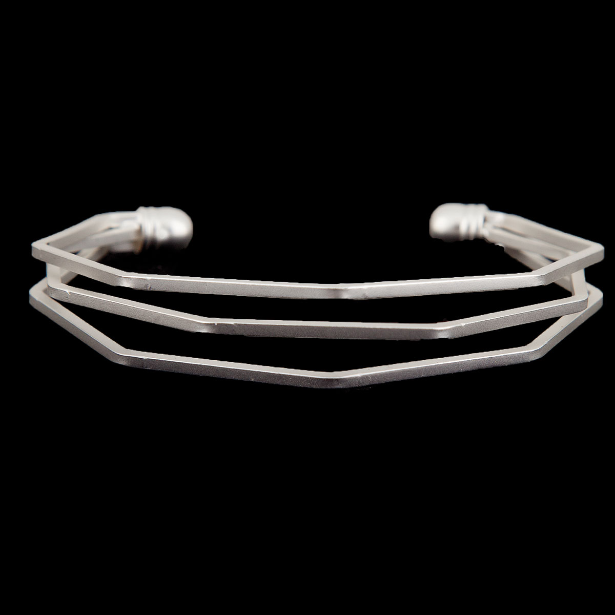 Matte Silver Contemporary Cuff Bracelet