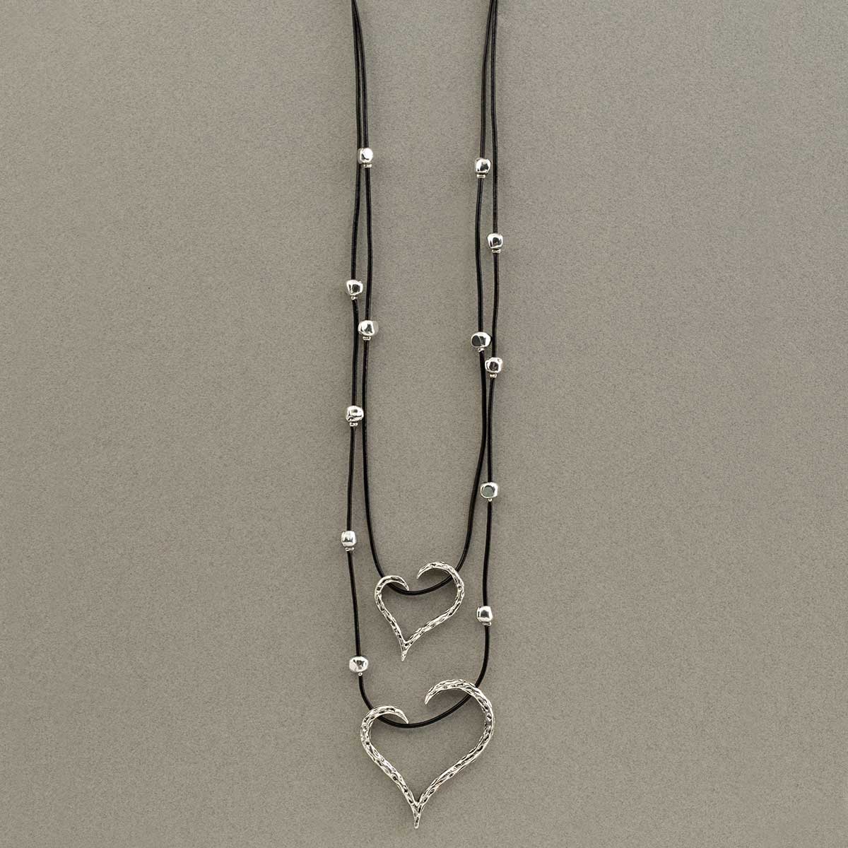 b50 NECKLACE DOUBLE FLOATING HEART 18IN