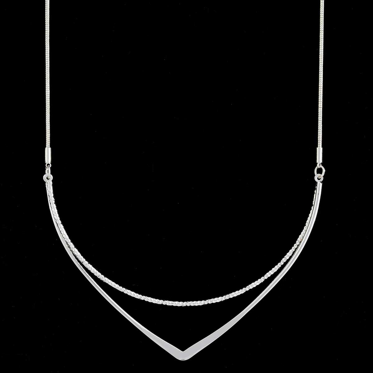 Silver Delicate Deco Necklace on Chain 16"-19"
