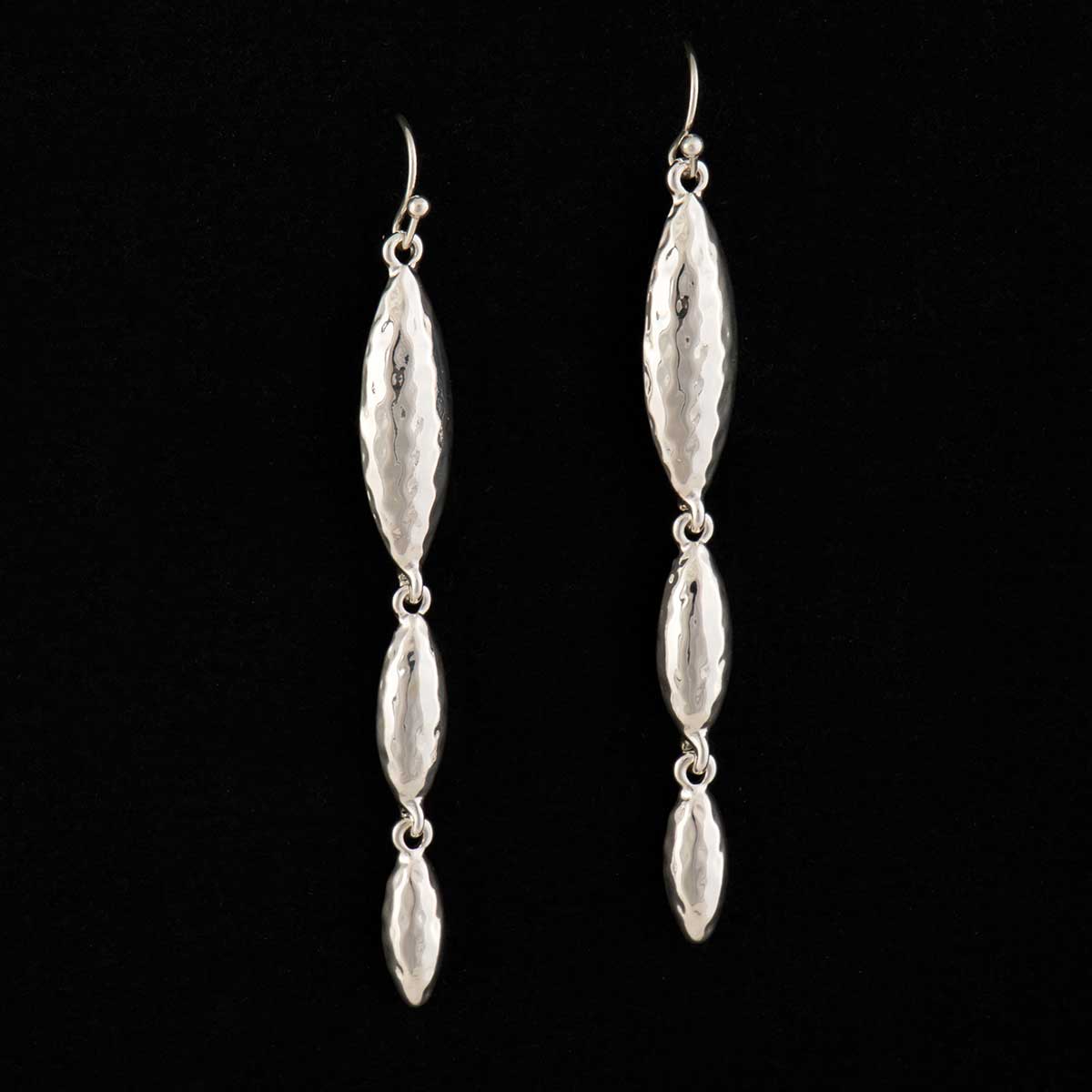 Silver Connecting Teardrop Dangle French Wire Earrings .375"x3.5