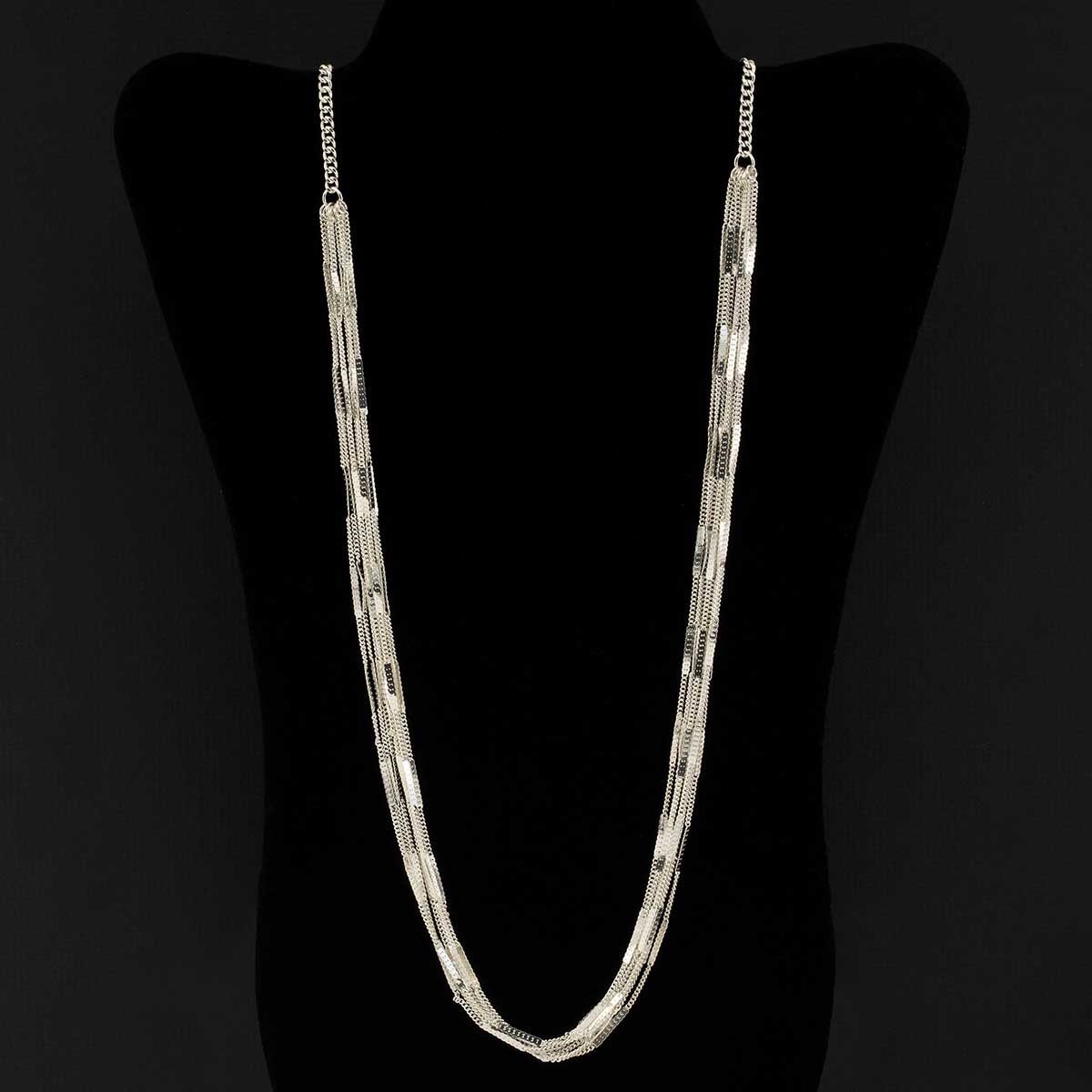 Silver Multi Strand Fleck Necklace on Chain 32"-35"