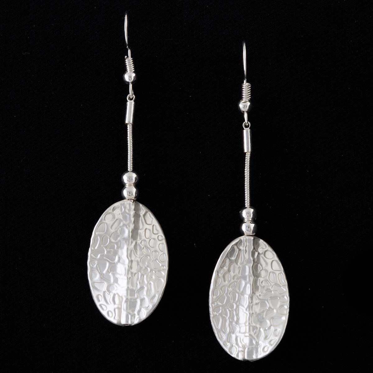 Silver Leaf Dangle French Wire Earrings