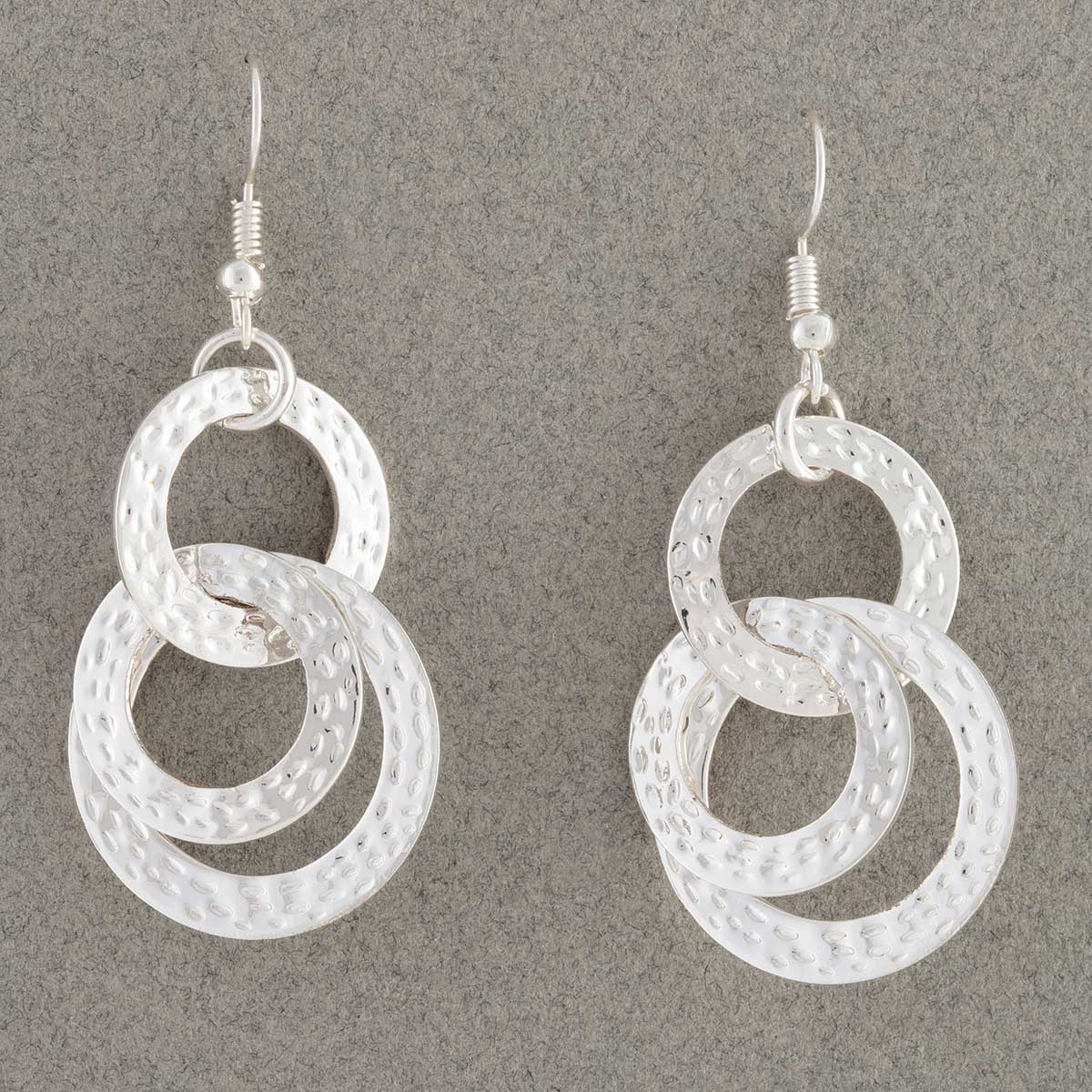 Silver Interlocking Circles French Wire Earrings