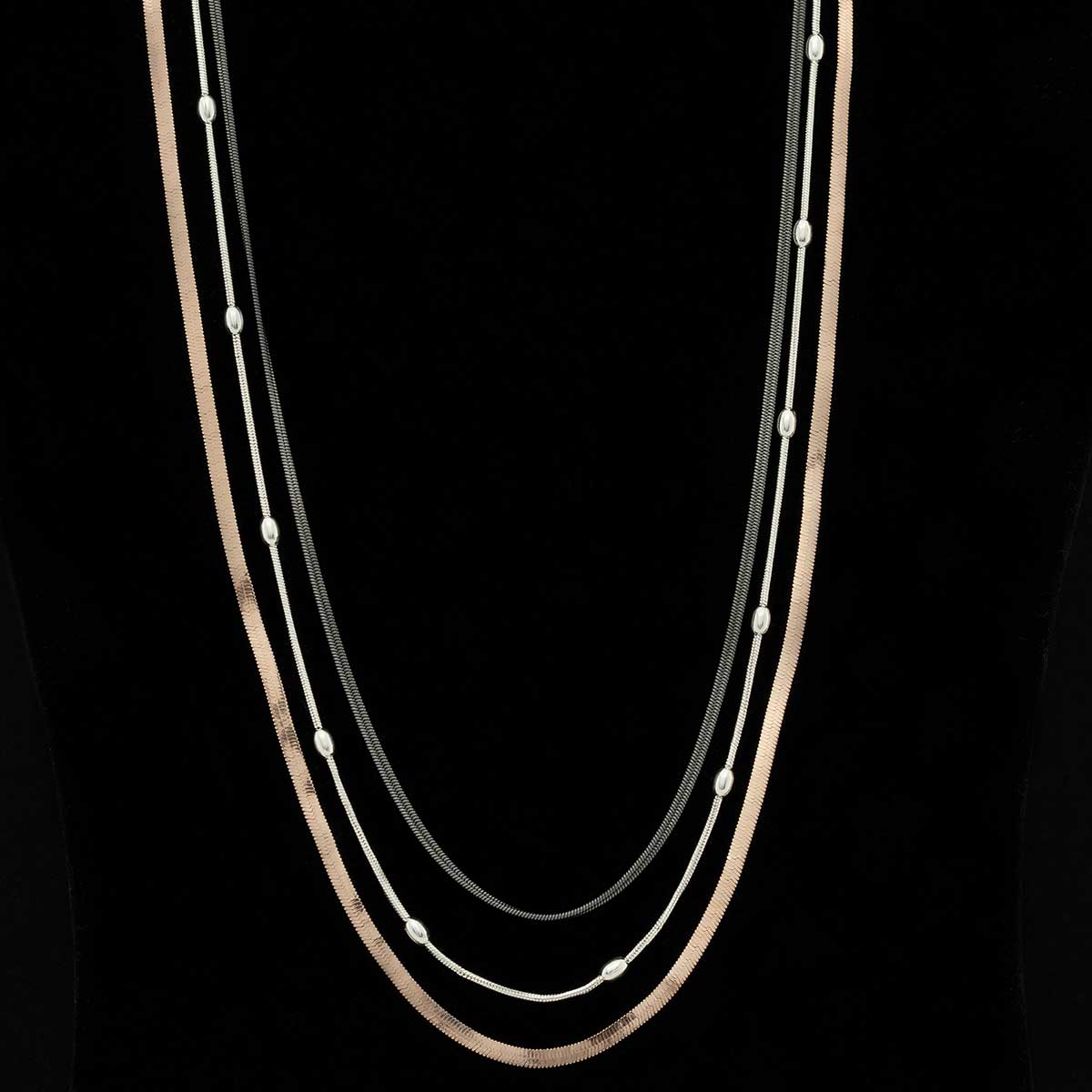 Silver Triple Strand Chain Necklace