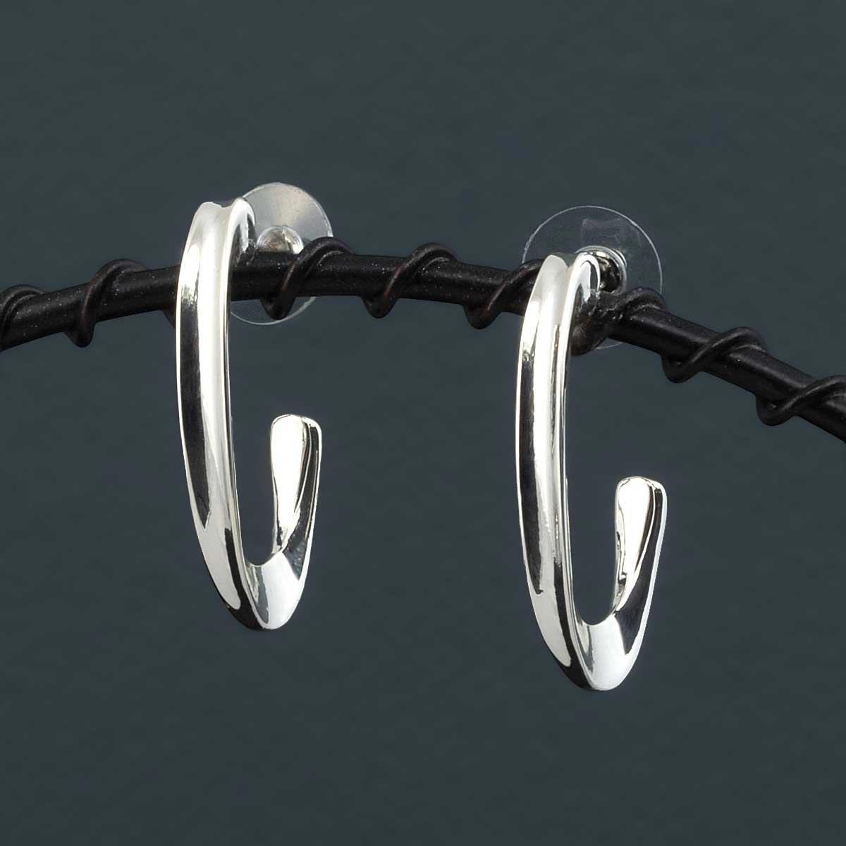 EARRINGS HOOP SHINY SILVER - Click Image to Close