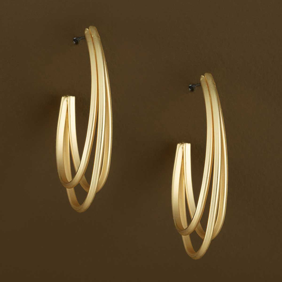 EARRINGS HOOP X3 MATTE GOLD - Click Image to Close