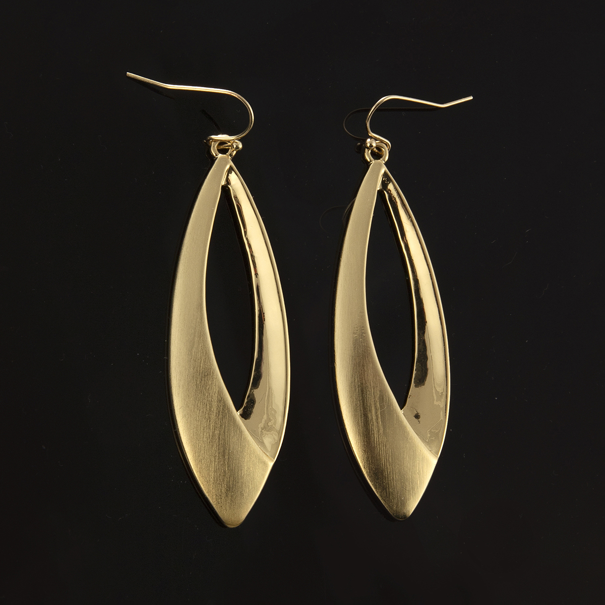 EARRINGS BRUSHED/SHINY GOLD