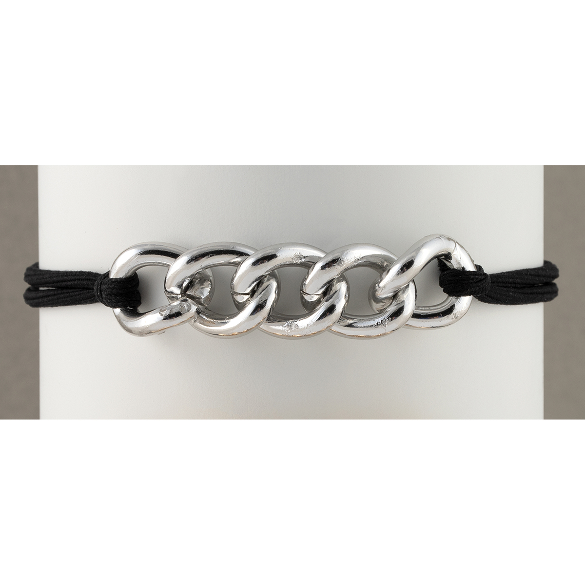 BRACELET HAIR TIE BLACK SILVER - Click Image to Close