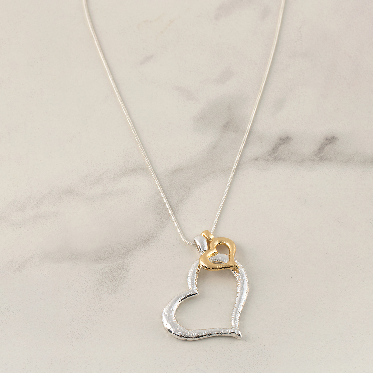 NECKLACE 2 HEART PENDANTS - Click Image to Close