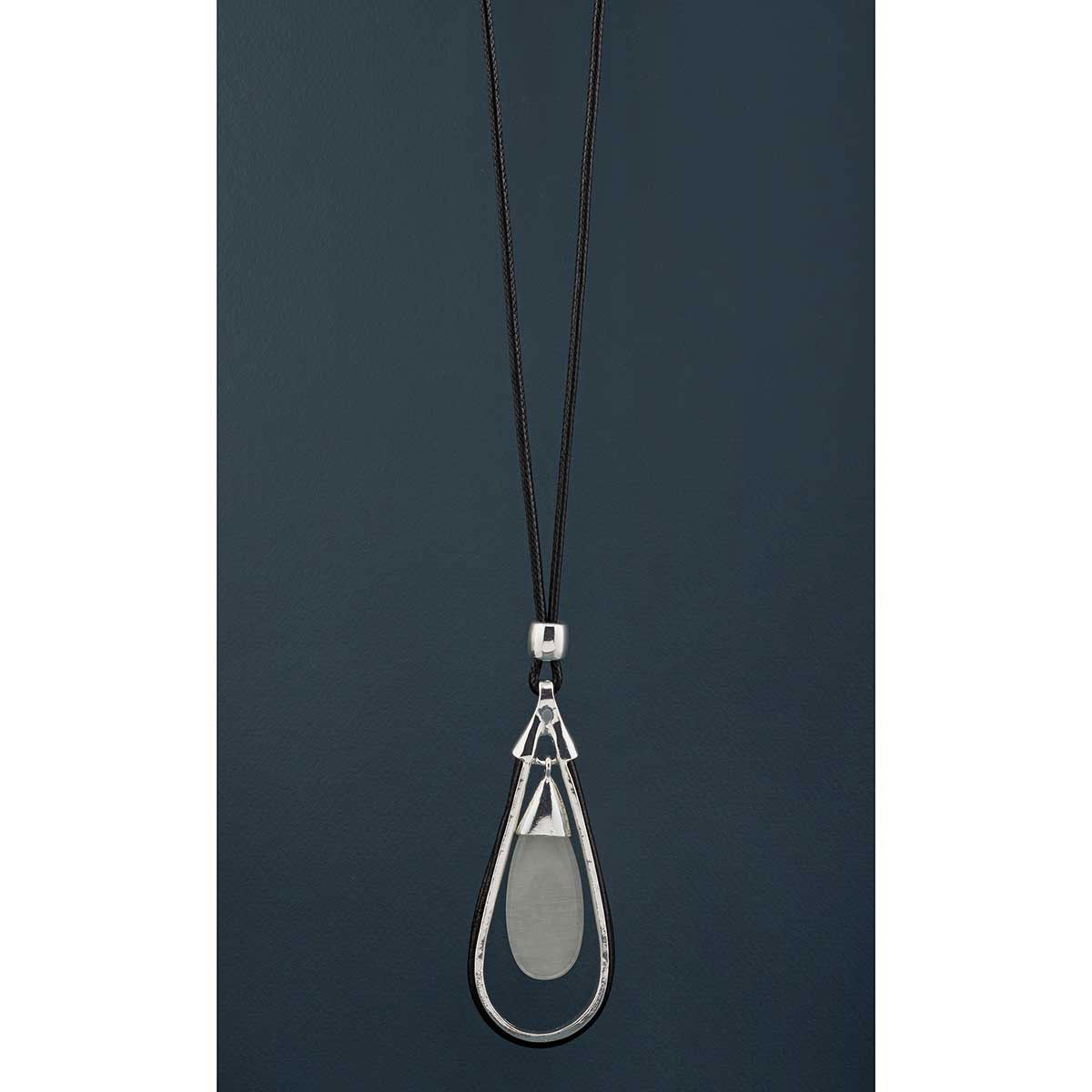 NECKLACE TEARDROP WITH CRYSTAL 1.75IN X 4IN; 33-36IN