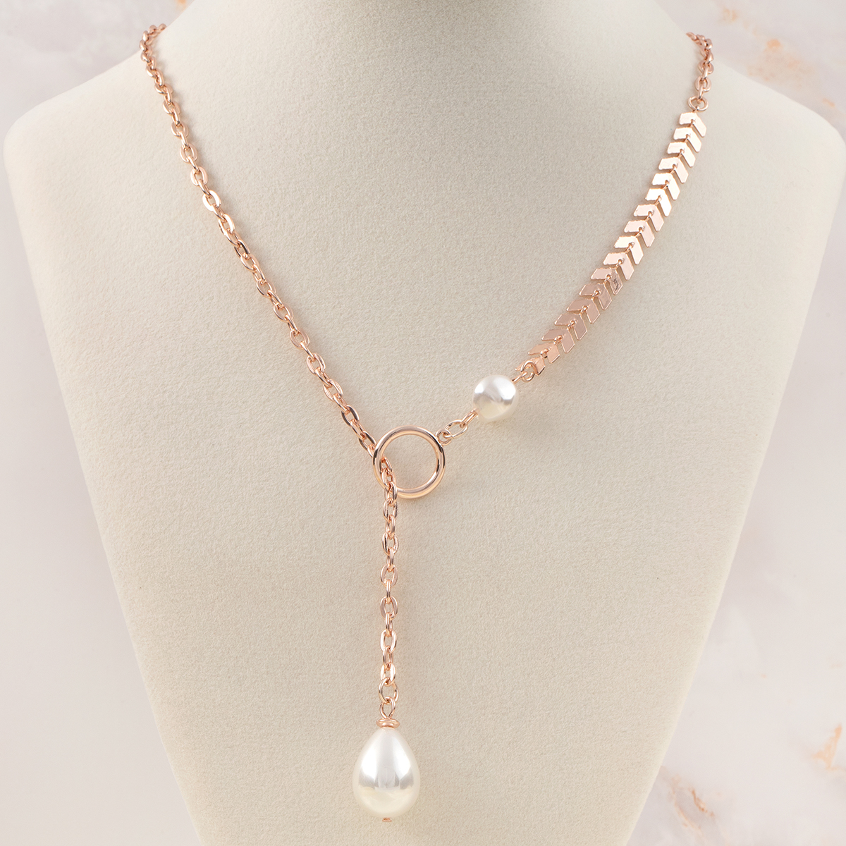 NECKLACE PEARL DANGLE - Click Image to Close