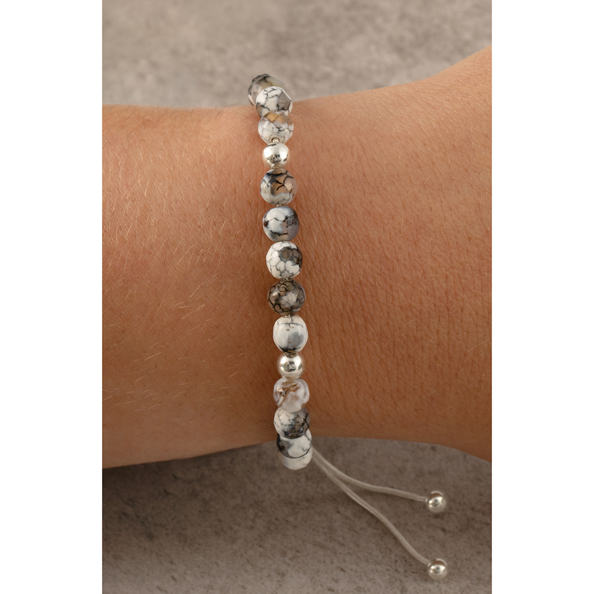 BRACELET BLUE BEAD CINCH - Click Image to Close