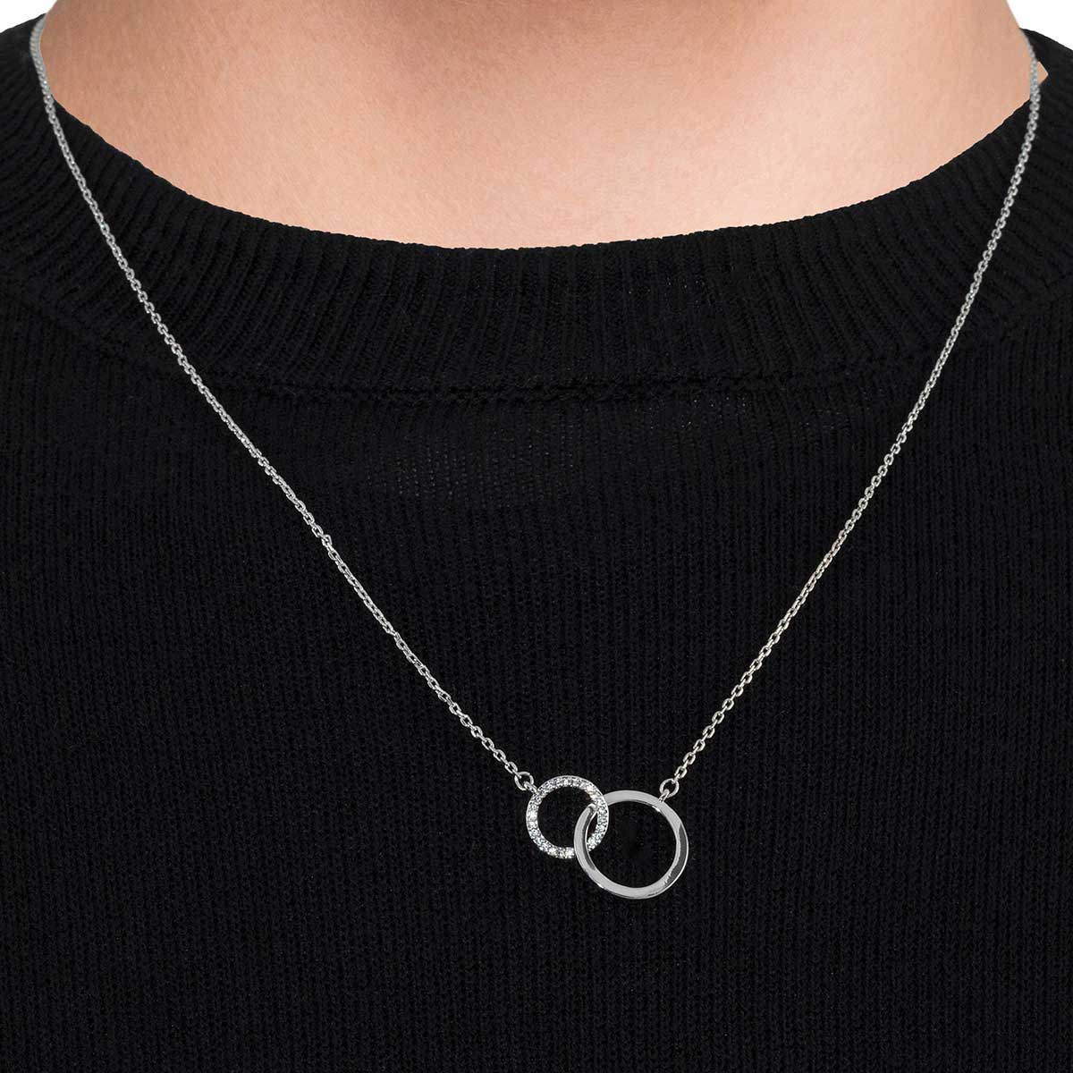 NECKLACE DOUBLE CIRCLE SILVER