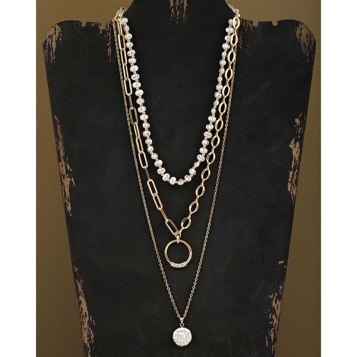 NECKLACE 3 LAYER GOLD - Click Image to Close