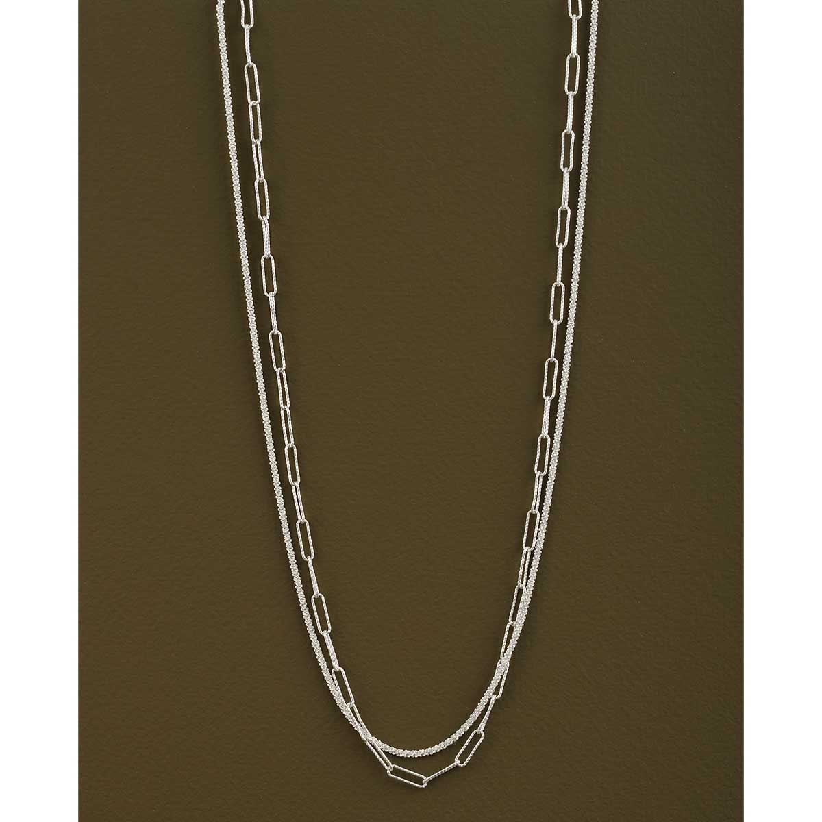 NECKLACE 2 LAYER MATTE SILVER - Click Image to Close