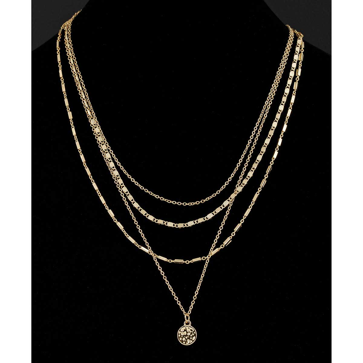 NECKLACE 4 LAYER DISC GOLD - Click Image to Close