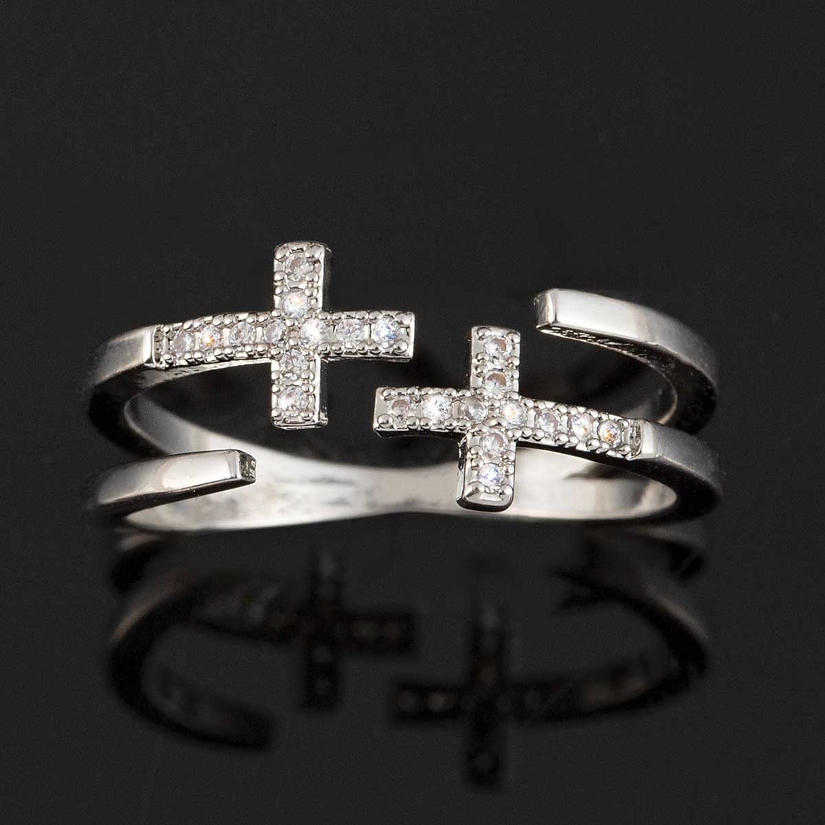 RING 2 CROSS SILVER - Click Image to Close