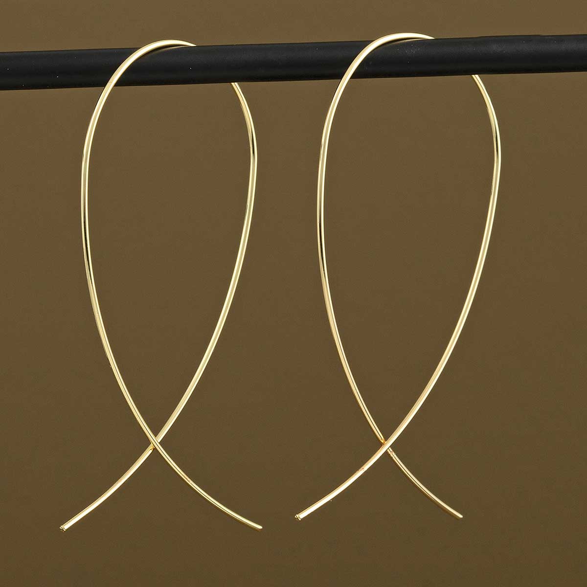 EARRINGS LOOP THREADER GOLD - Click Image to Close