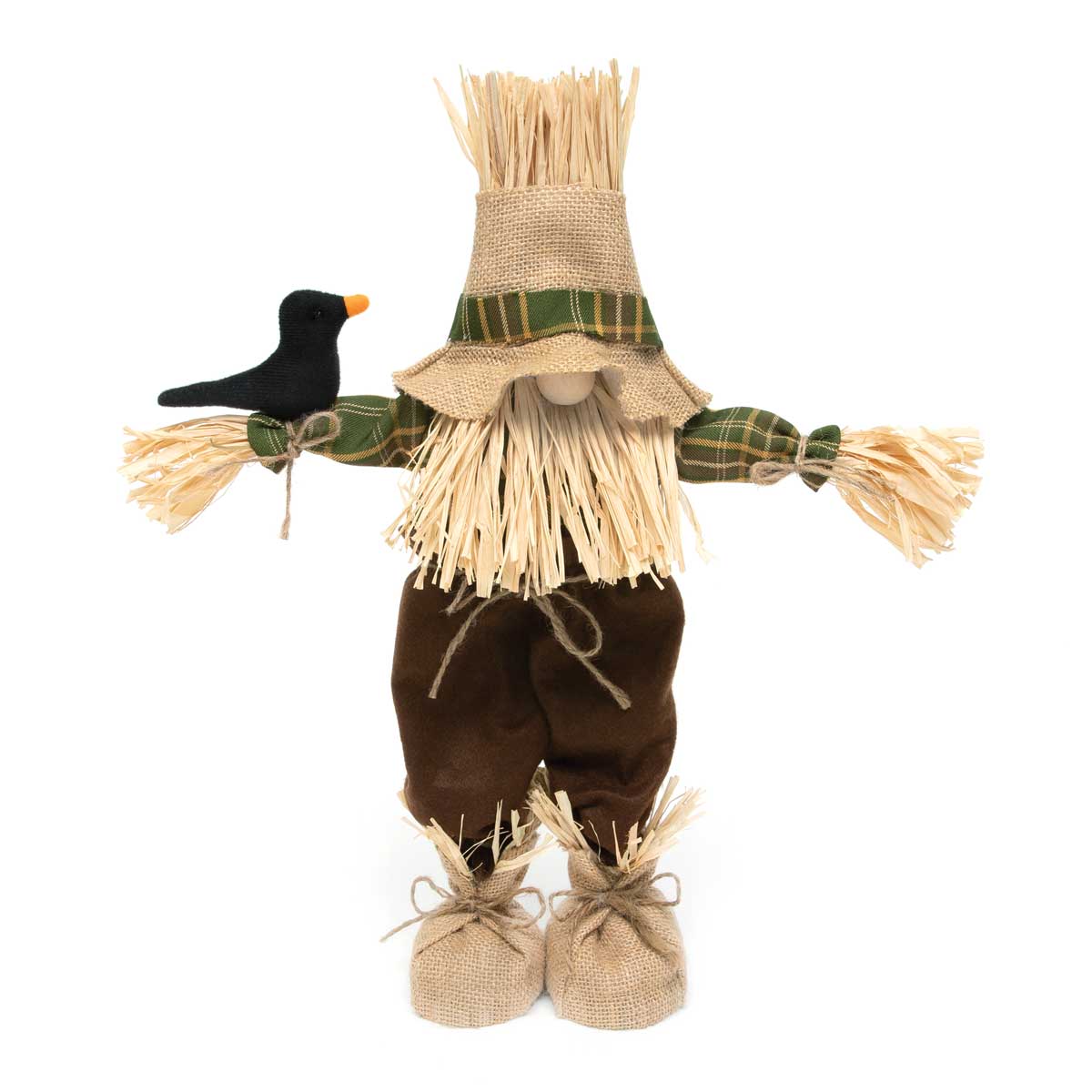 !GNOME SCARECROW STANDING CROW