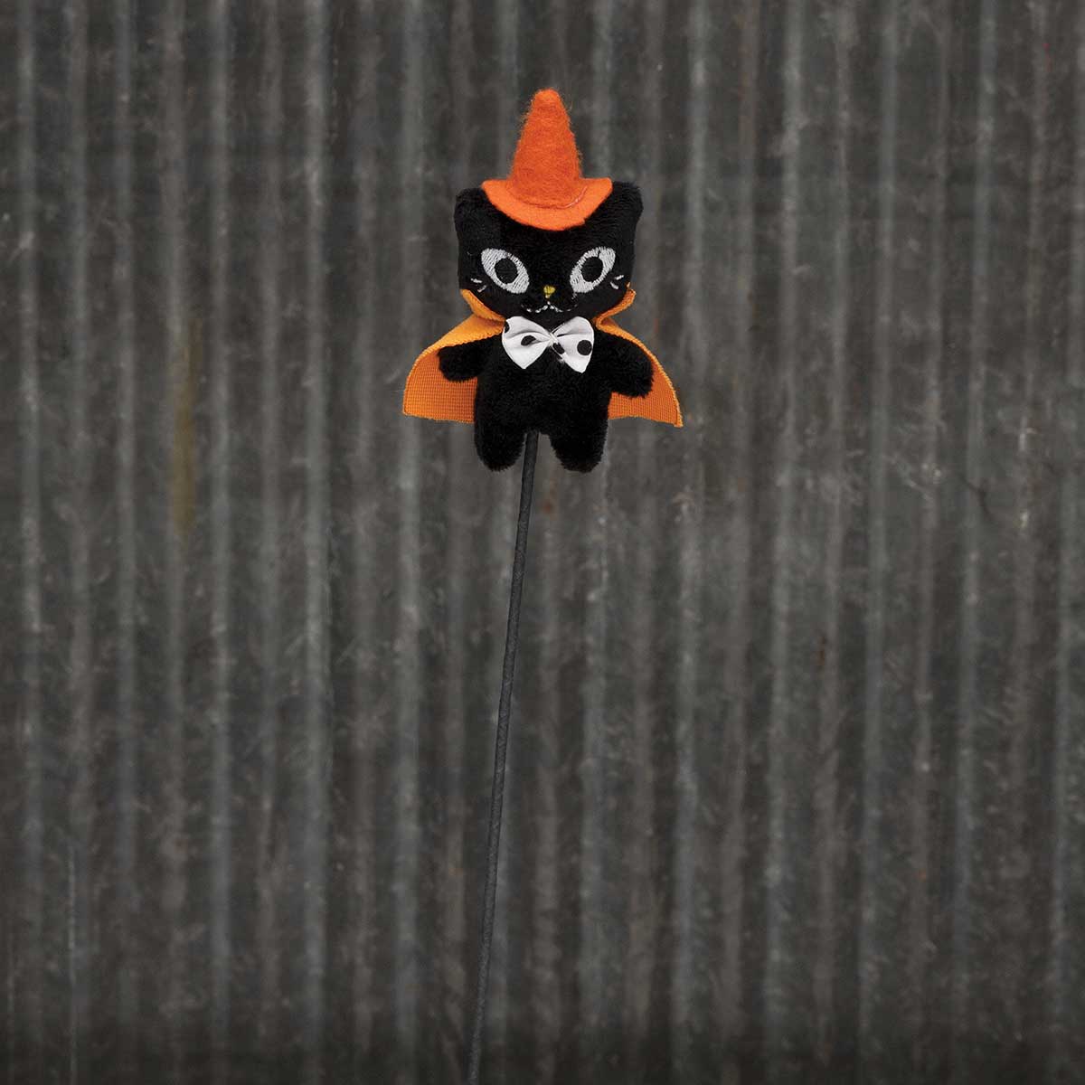 CATSY HALLOWEEN CAT PLUSH ON PIK BLACK/ORANGE - Click Image to Close