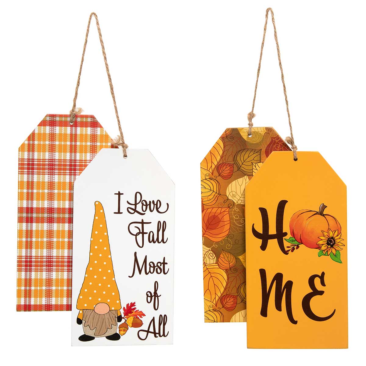 TAG SIGN HOME/FALL 2 ASSORTED 4.25IN X .25IN X 8.25IN ORANGE/WHI