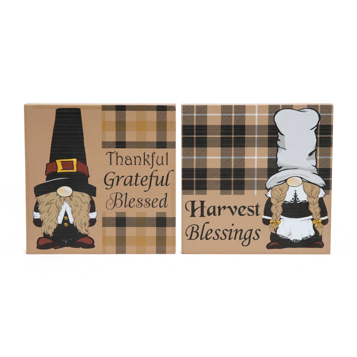 THANKFUL GRATEFUL BLESSED WOOD BLOCK SIGN